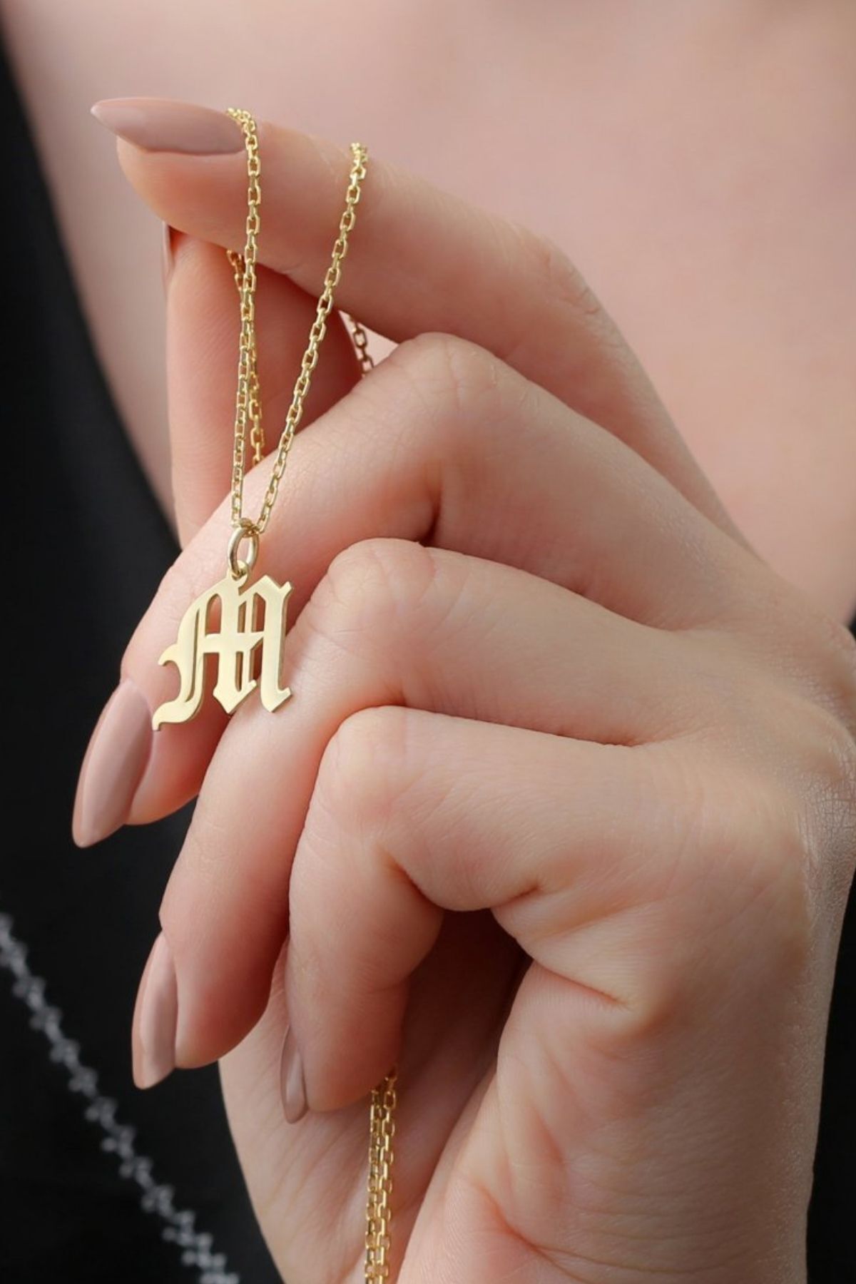 925 Ayar Gümüş Trend Harfli Kolye Gold - Tek Ebat