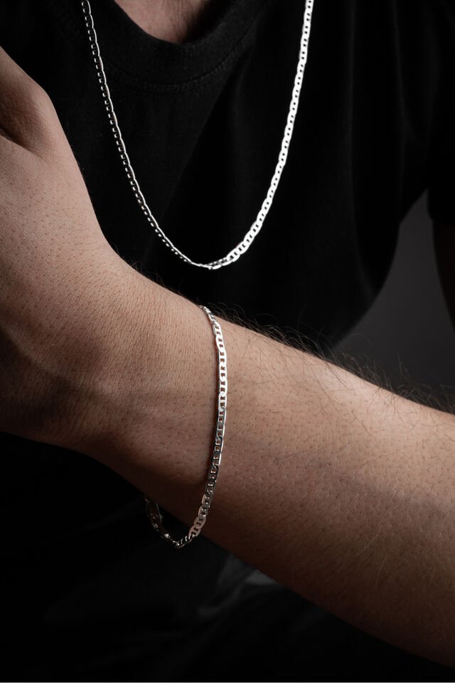 925 ayar Gümüş Gurmet Zincir Takı (Kolye-Bileklik) Seti