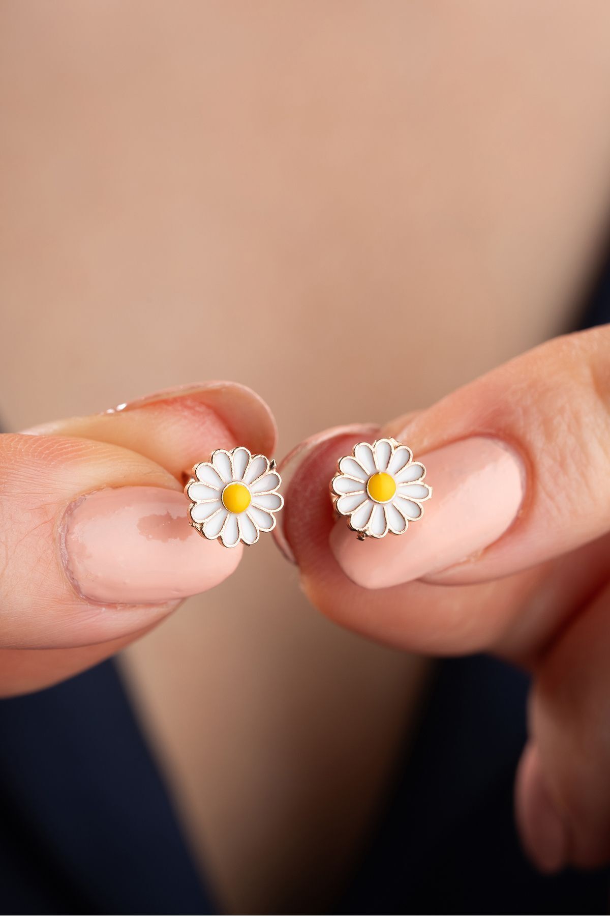 925 Ayar Gümüş Rose Papatya Küpe