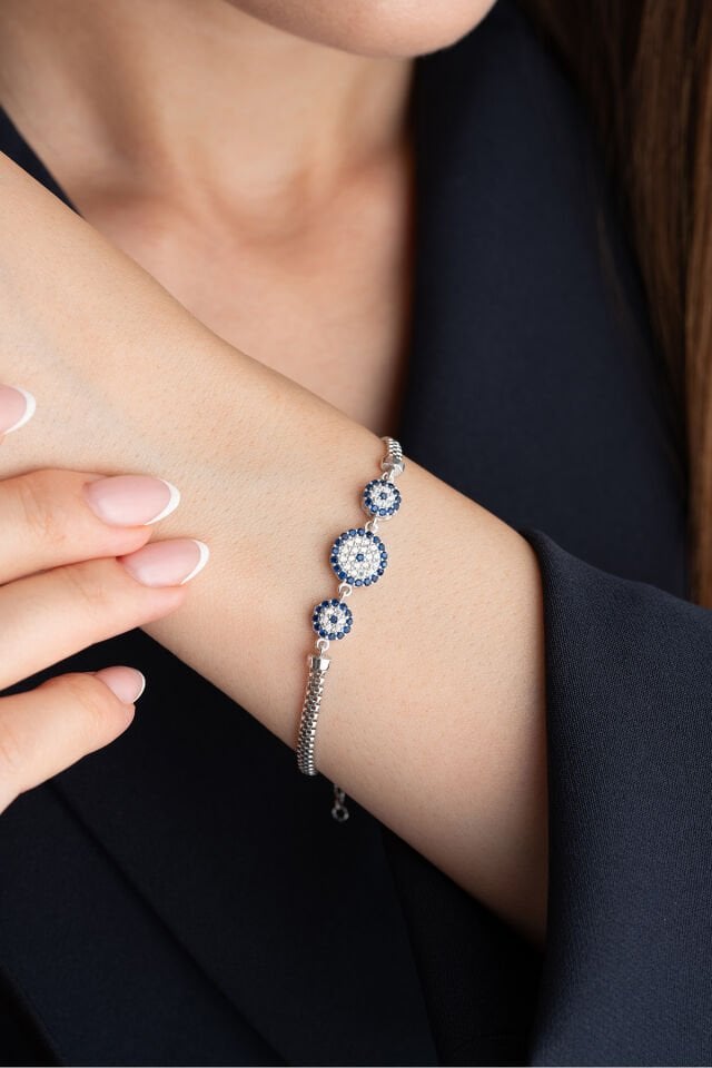 925 Ayar Gümüş 3'lü Nazar Bileklik