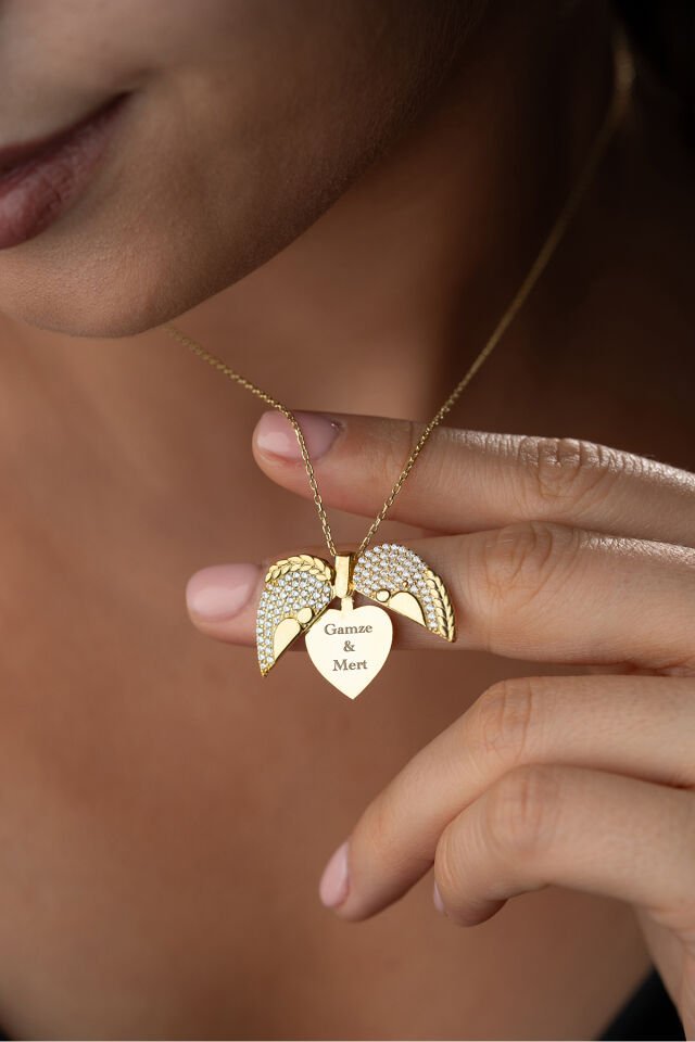 925 Ayar Gümüş Altın Kaplama İsim Yazılabilen Aşk Kolye