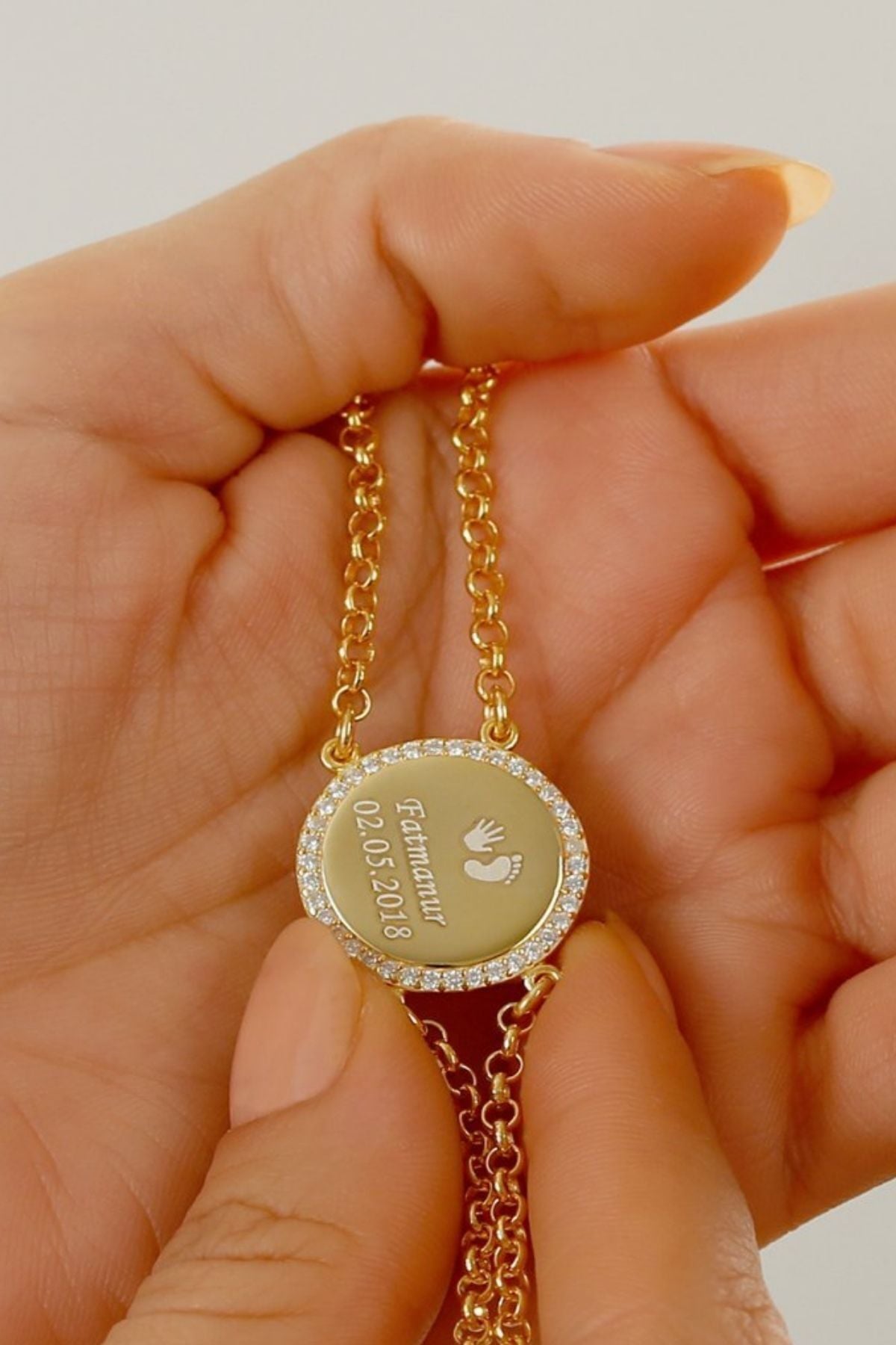925 Ayar Gümüş Isimli Bileklik Gold - Tek Ebat