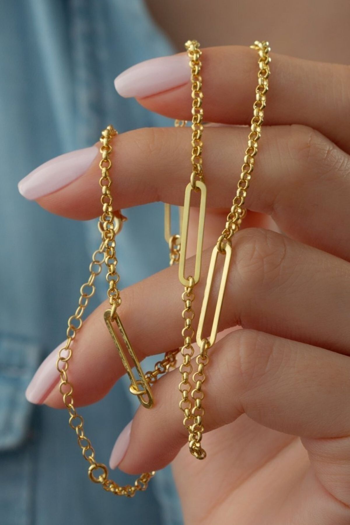 925 Ayar Gümüş Taç Zincir Kolye Gold - Tek Ebat
