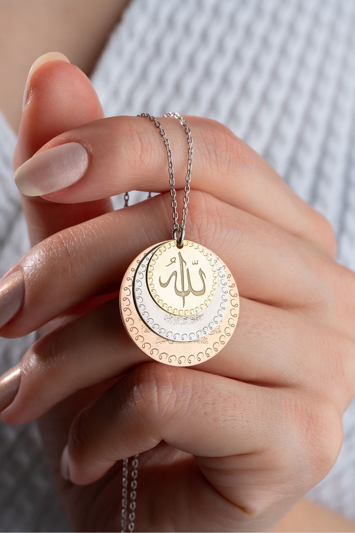 925 Ayar Gümüş Dualı Allah Lafzı Kolye Silver - Tek Ebat