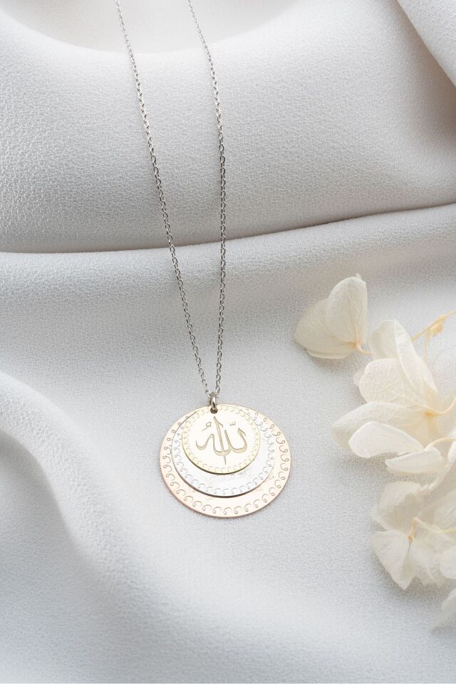 925 Ayar Gümüş Dualı Allah Lafzı Kolye Silver - Tek Ebat