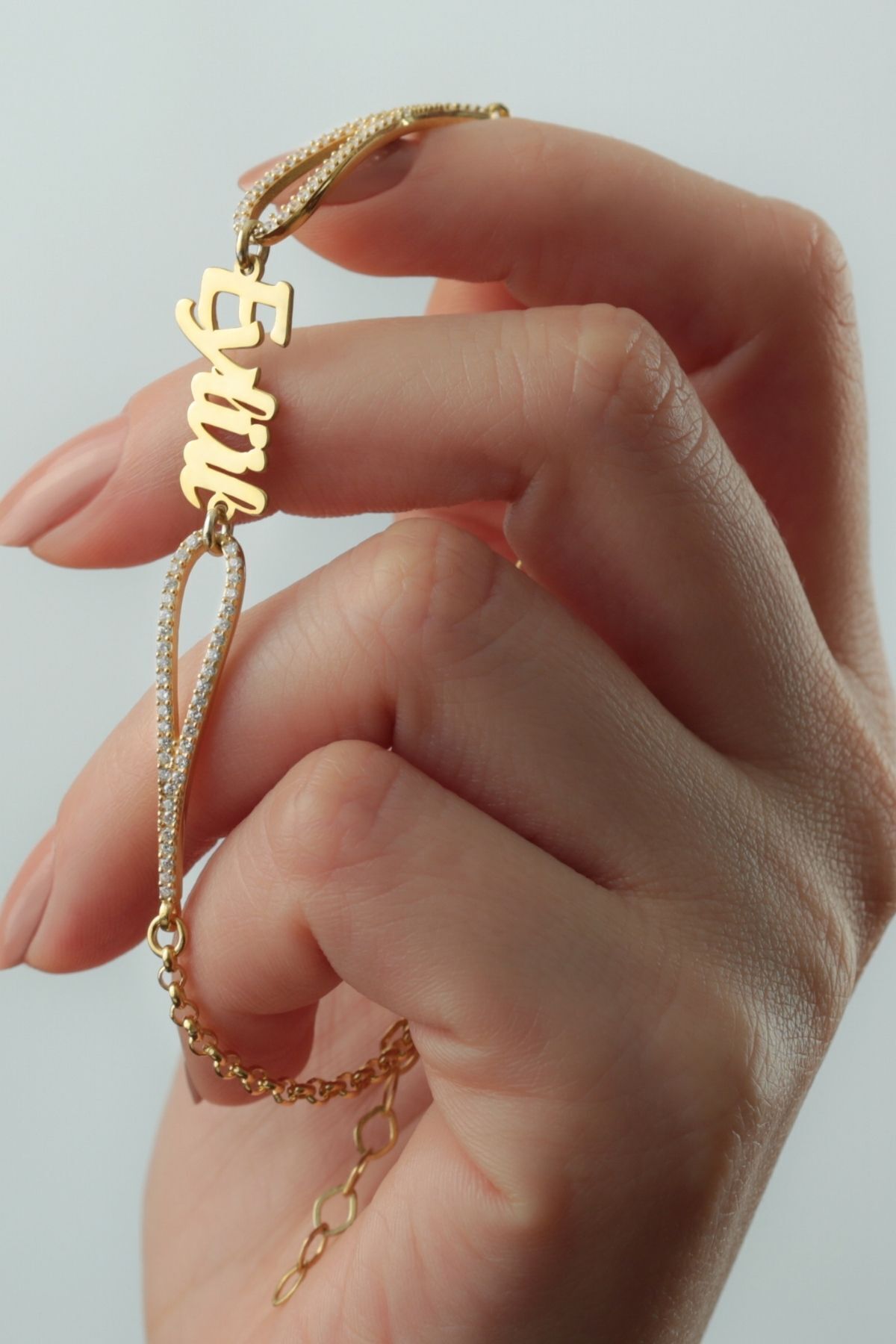 925 Ayar Gümüş Isimli Trend Bileklik Gold - Tek Ebat