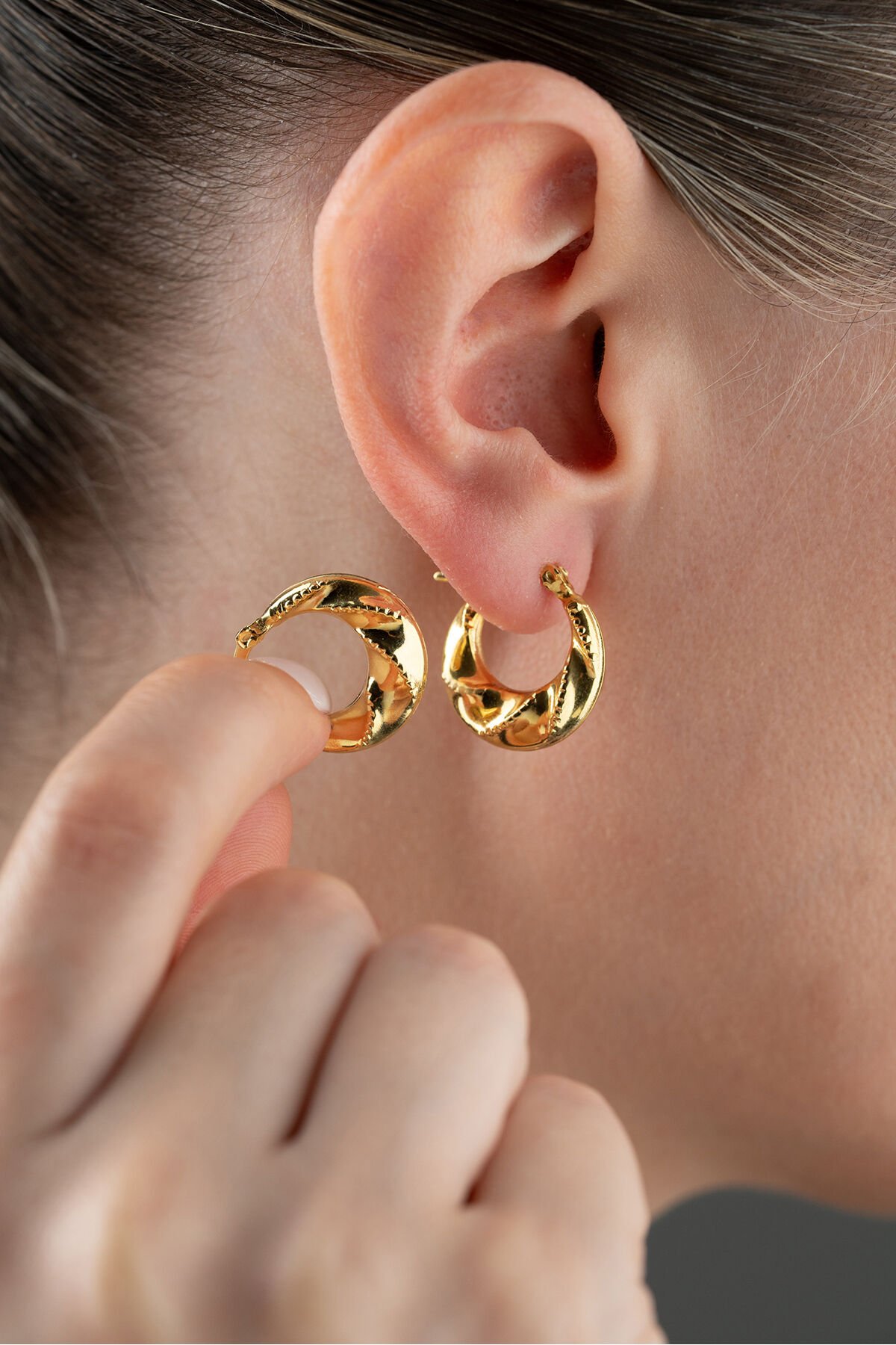 925 Ayar Gümüş Trend Küpe Gold