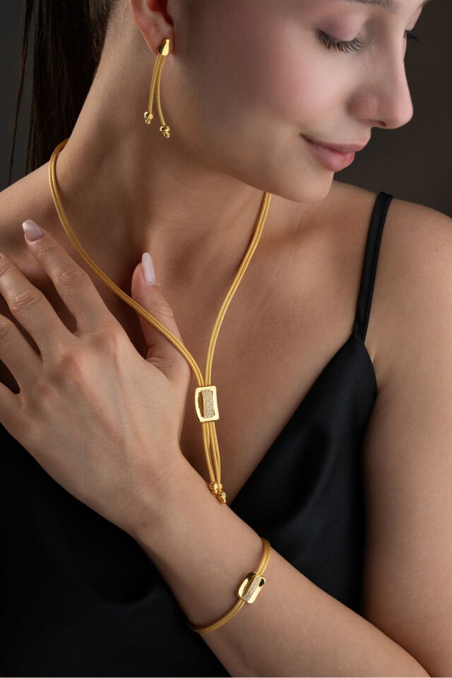 925 Ayar Gümüş Altın Kaplama Dorikalı Set