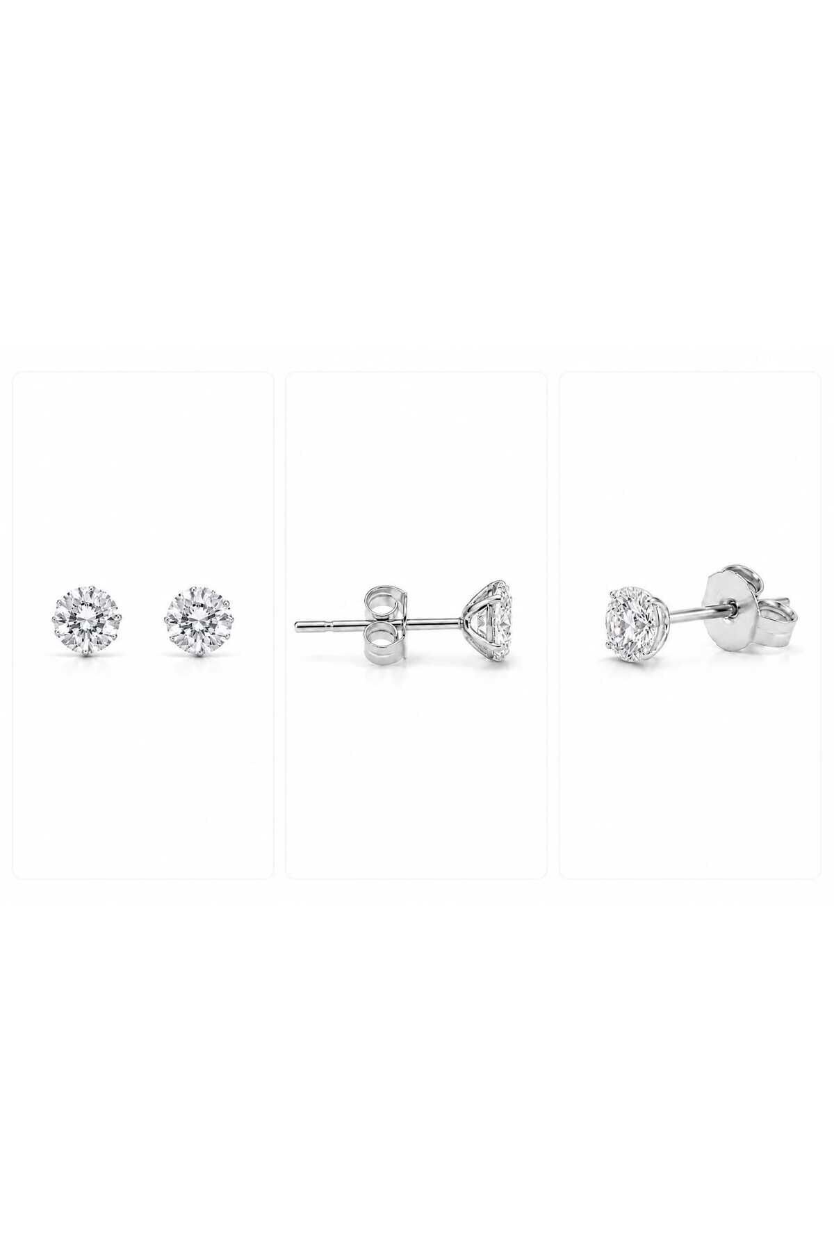 925 Ayar Gümüş 5.5 mm Taşlı Press Küpe Bir Çift