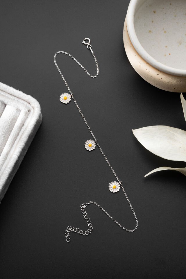 925 Ayar Gümüş Papatyalı Halhal Silver