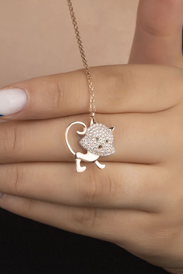 925 Ayar Gümüş Kedicik Kolye