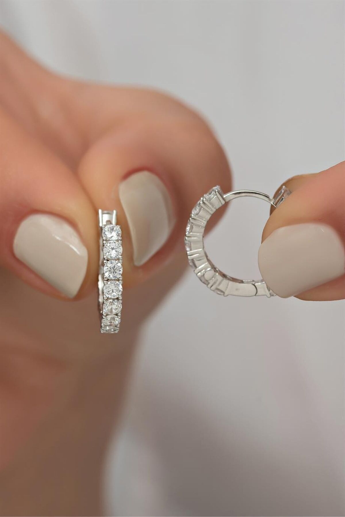 925 Ayar Gümüş Halka Küpe Silver - Tek Ebat