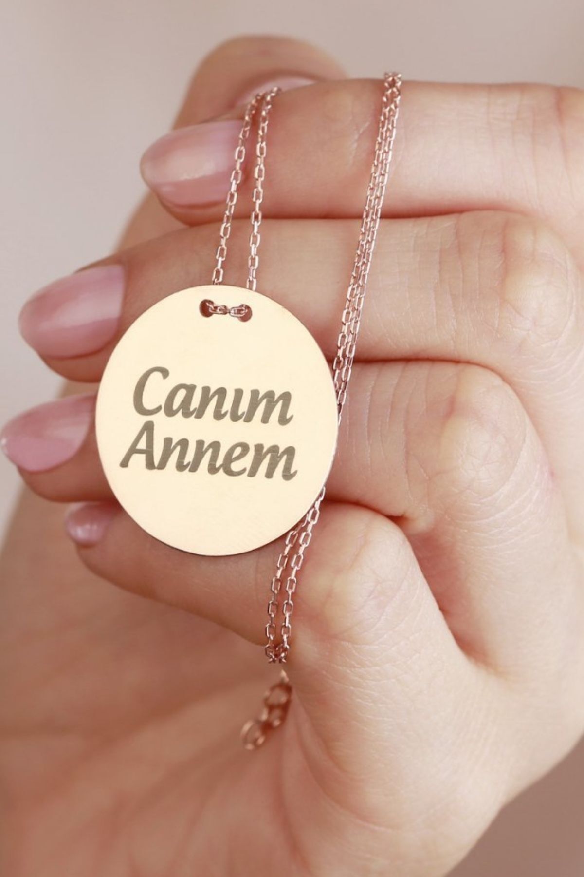 925 Ayar Gümüş Canım Annem Plaka Kolye Gold - Tek Ebat