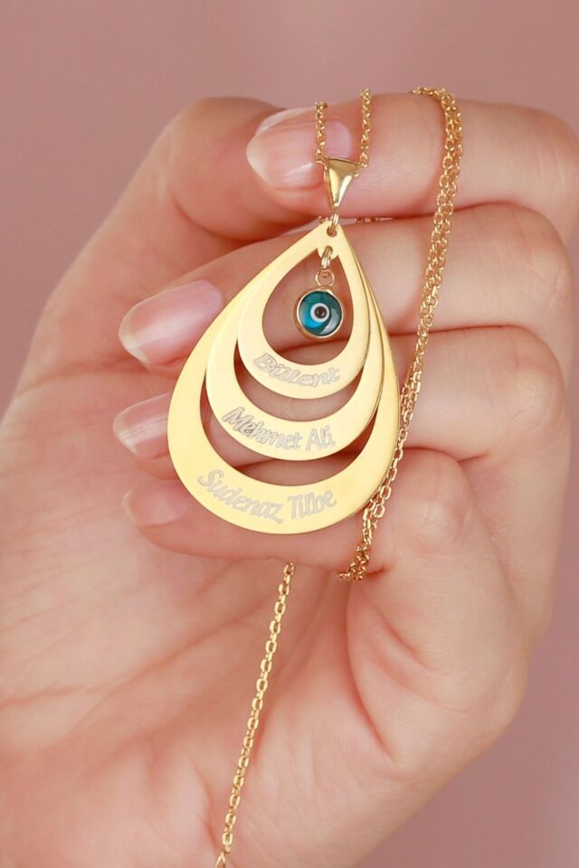 925 Ayar Gümüş Üç Damlalı Isimli Kolye