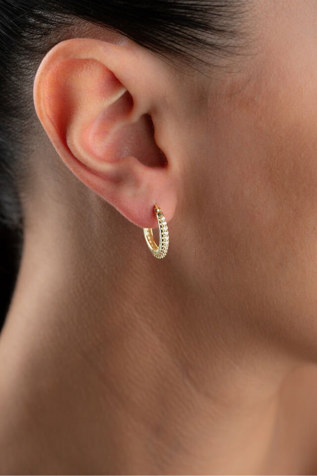 925 Ayar Gümüş Taşlı Halka Model Küpe