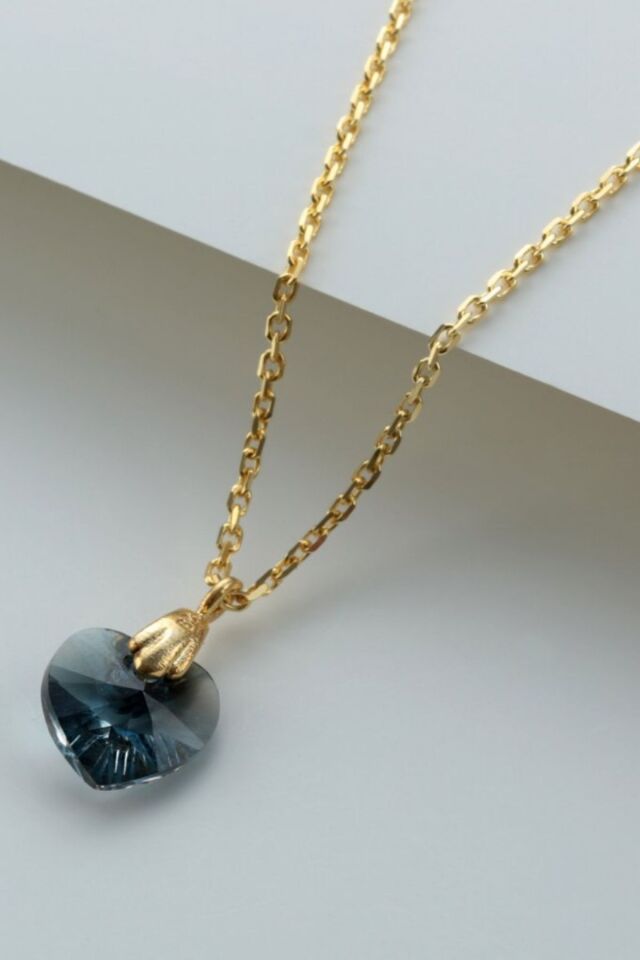 925 Ayar Gümüş Lacivert Zirkon Kalp Kolye