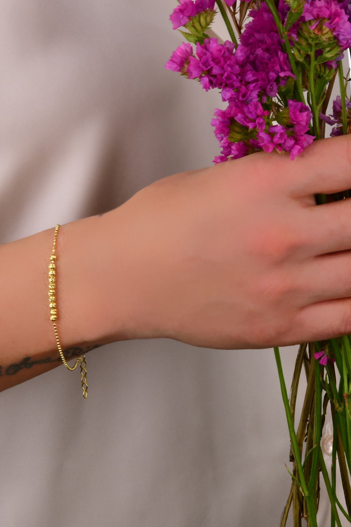 925 Ayar Dorika Model Gümüş Bileklik Gold - Tek Ebat