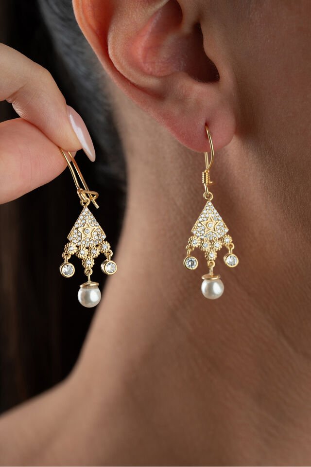 925 Ayar Gümüş İncili Küpe