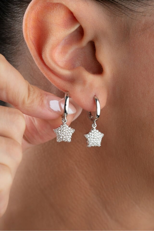 925 Ayar Gümüş Yıldız Küpe