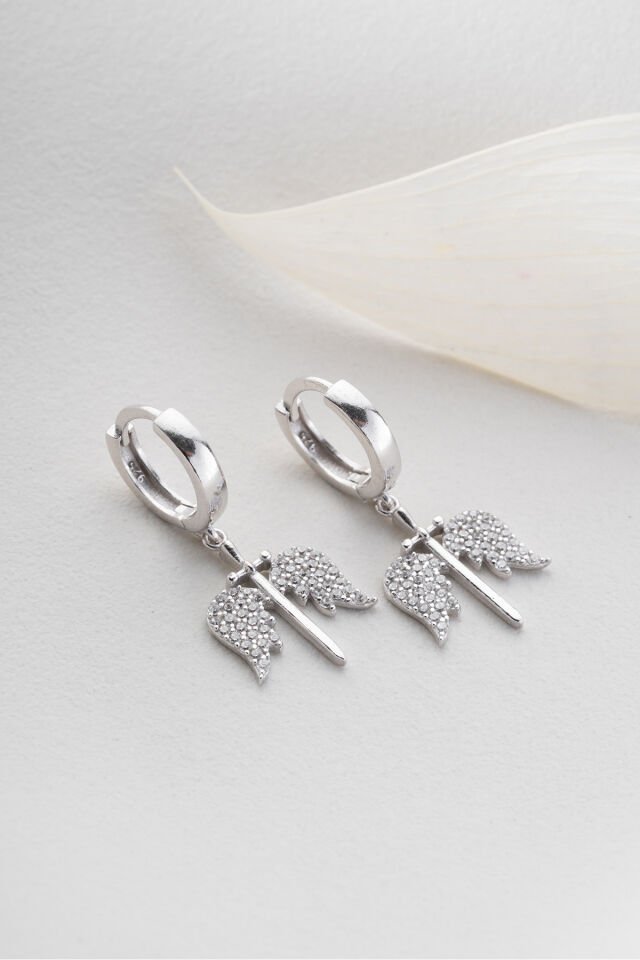 925 Ayar Gümüş Melek Kanadı Küpe
