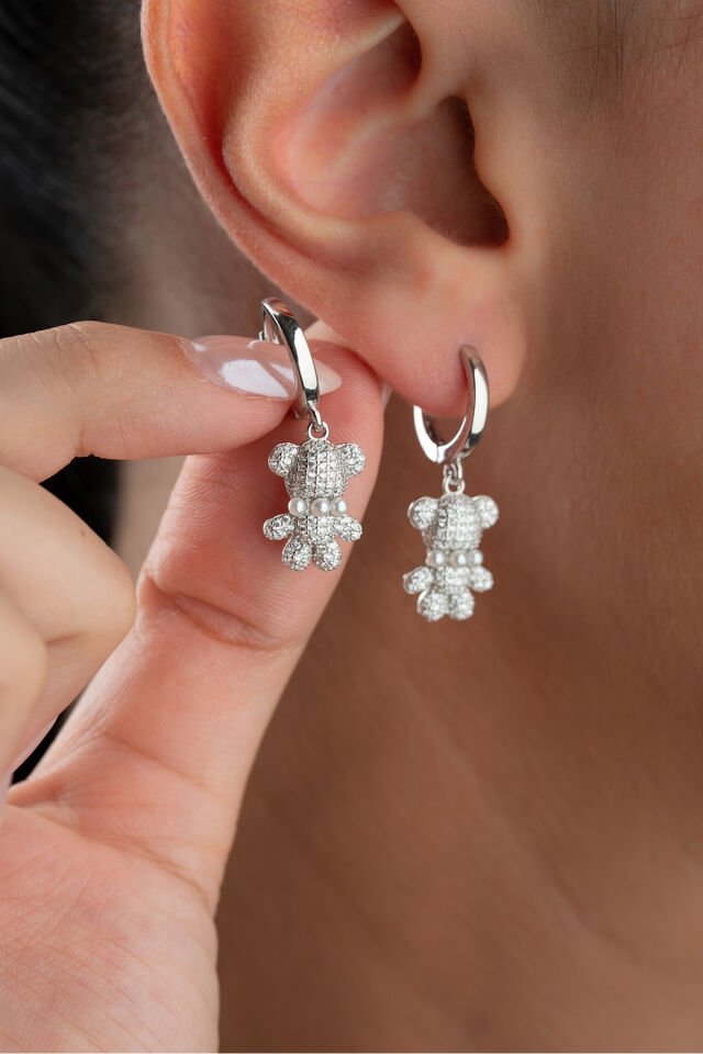 925 Ayar Gümüş Ayıcık Küpe