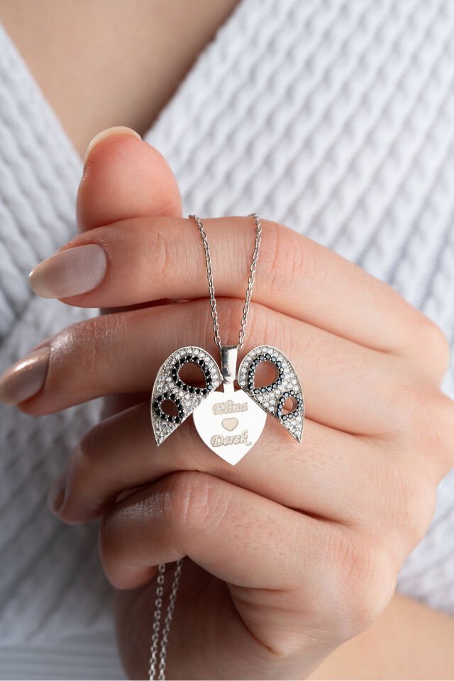 925 Ayar Gümüş Açılabilen İsimli Kalp Kolye