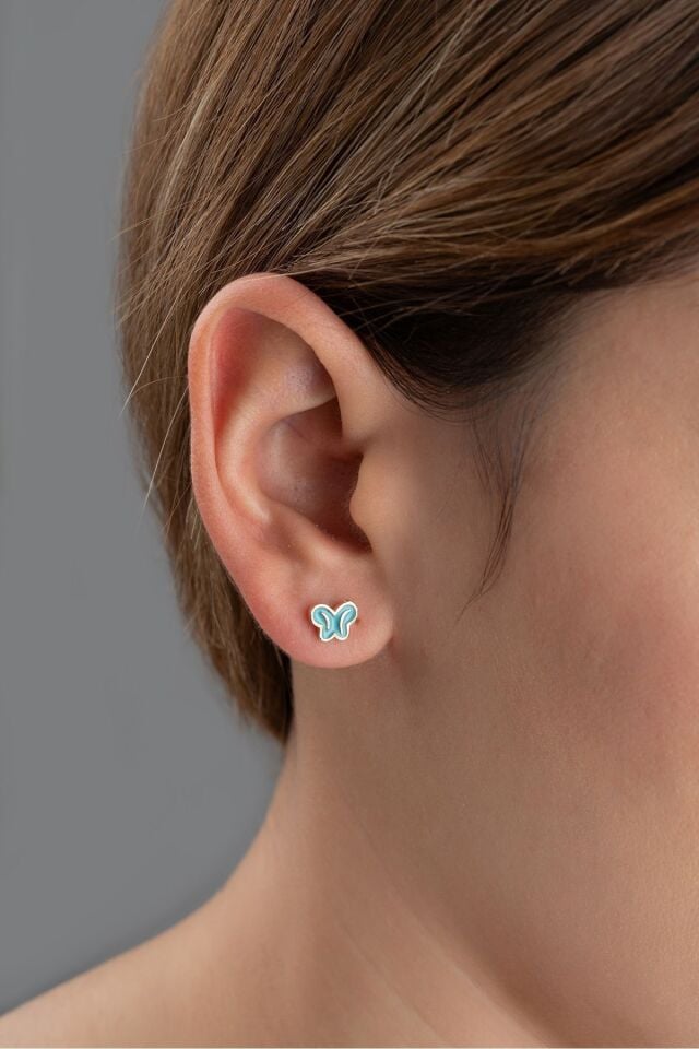 925 Ayar Gümüş Minik Kelebek Çivili Küpe