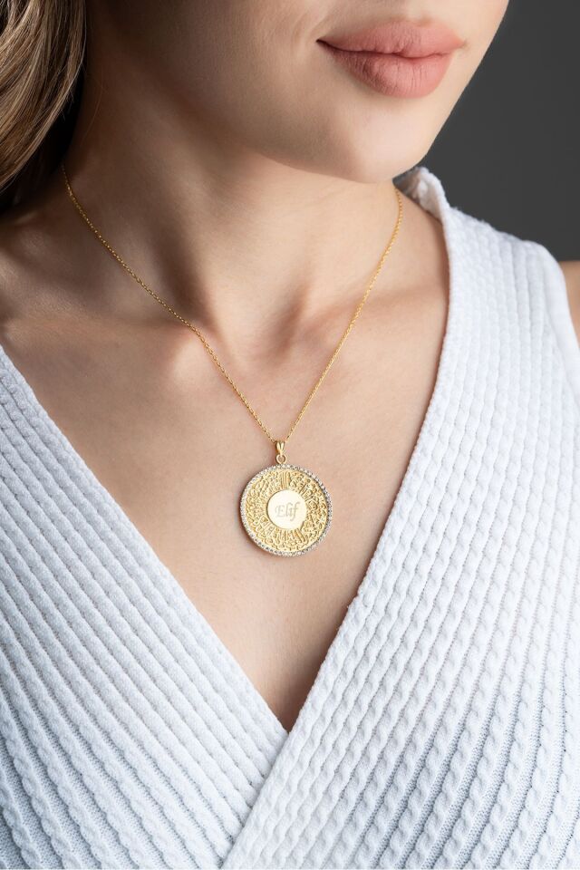925 Ayar Gümüş Beyaz Lotus Çiçeği Kolye Gold - Tek Ebat