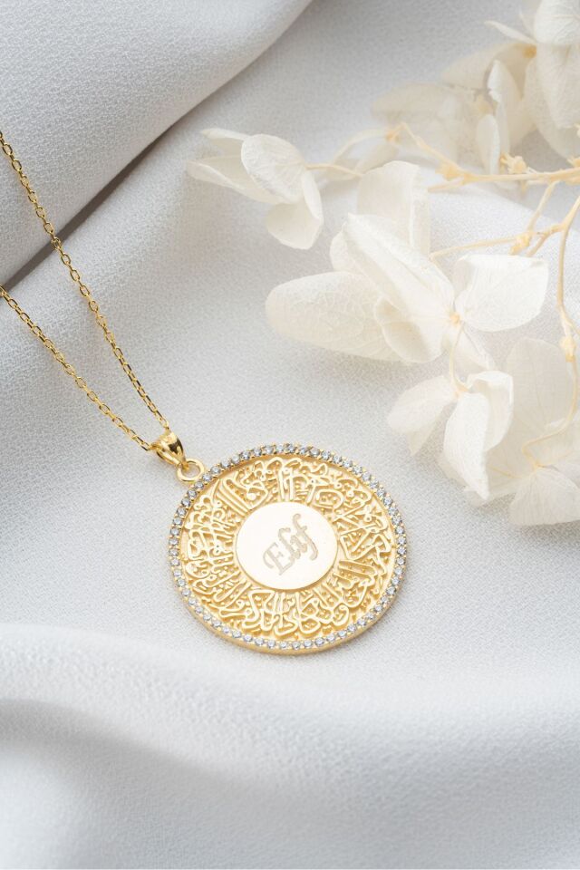 925 Ayar Gümüş Beyaz Lotus Çiçeği Kolye Gold - Tek Ebat
