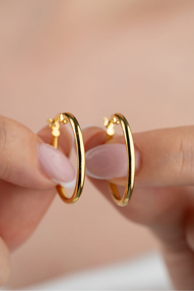 925 Ayar Gümüş 22 mm Halka Şarnel Küpe