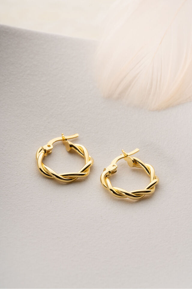 925 Ayar Gümüş 16 mm Telkari Burgu Gold Halka Küpe