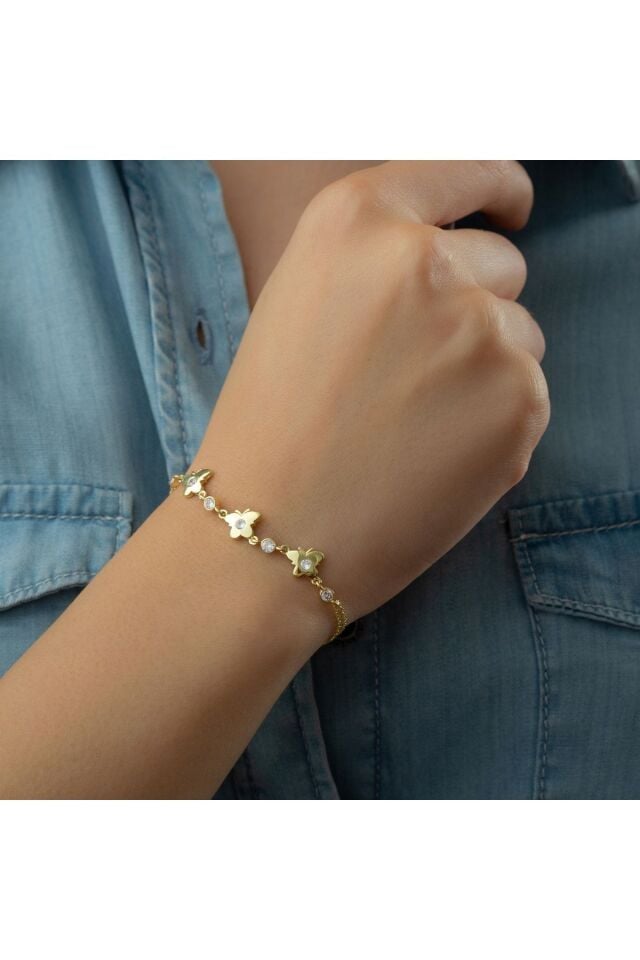 925 Ayar Gümüş Üçlü Kelebek Bileklik