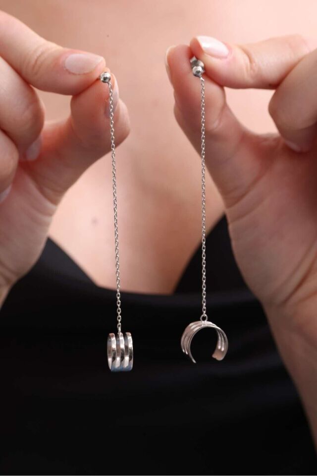 925 Ayar Gümüş Kıkırdak Küpe Silver - Tek Ebat