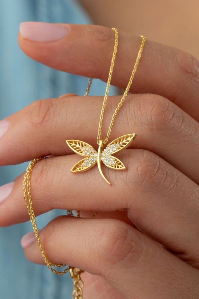 925 Ayar Gümüş Yusufcuk Kolye Gold - Tek Ebat