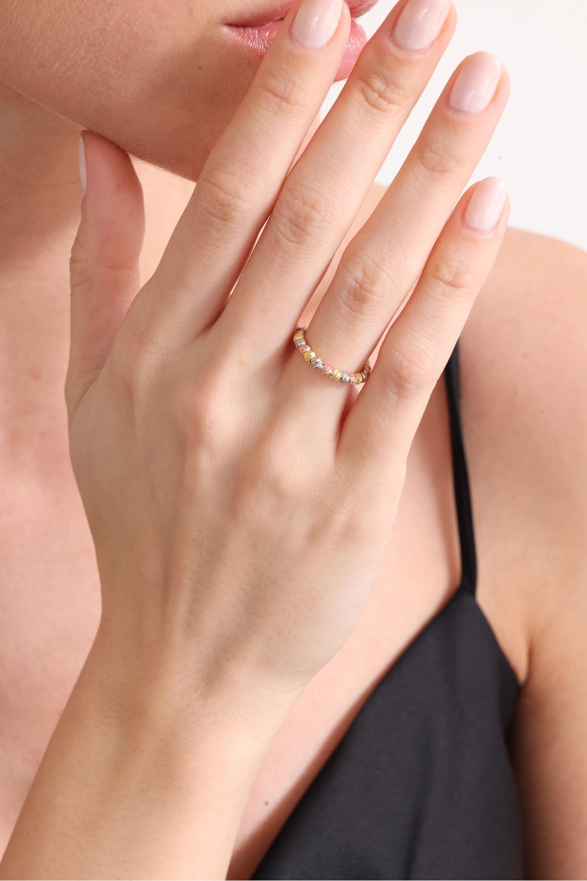 925 Ayar Gümüş Ayarlanabilir Dorika Yüzük Rose Gold - Tek Ebat