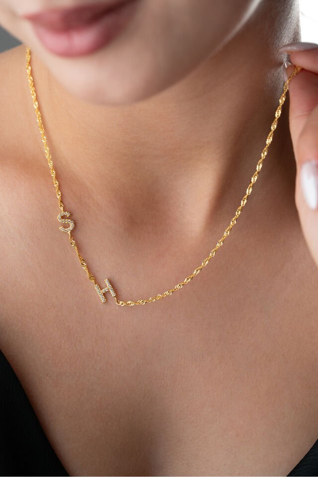 925 Ayar Gümüş Kişiye Özel İkili Harf Kolye