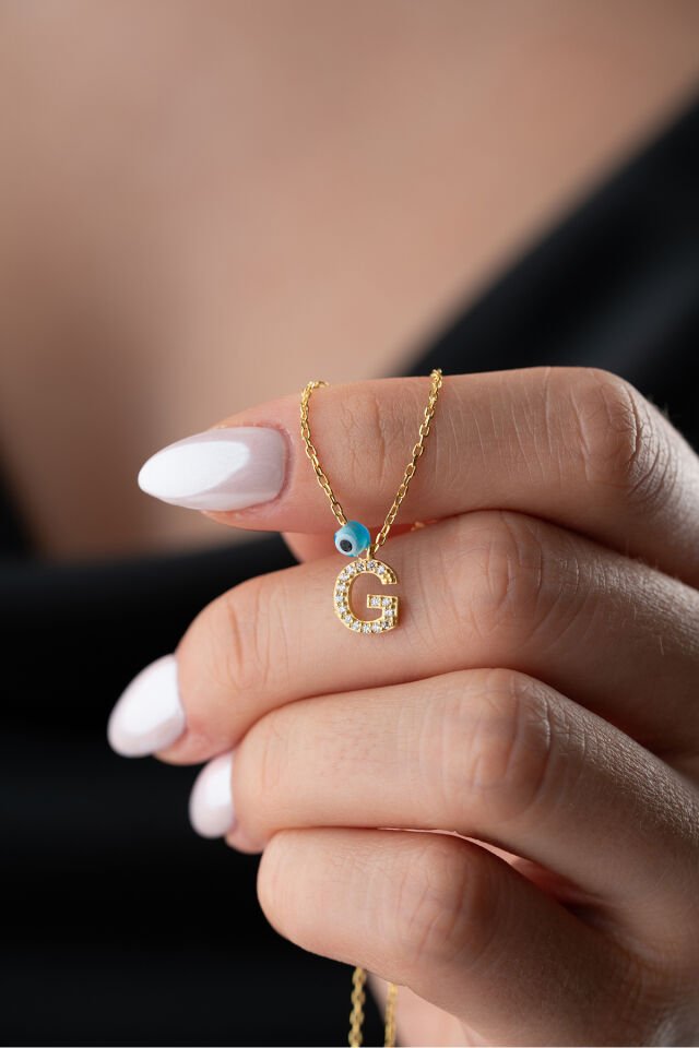 925 Ayar Gümüş Taşlı Harf Kolye