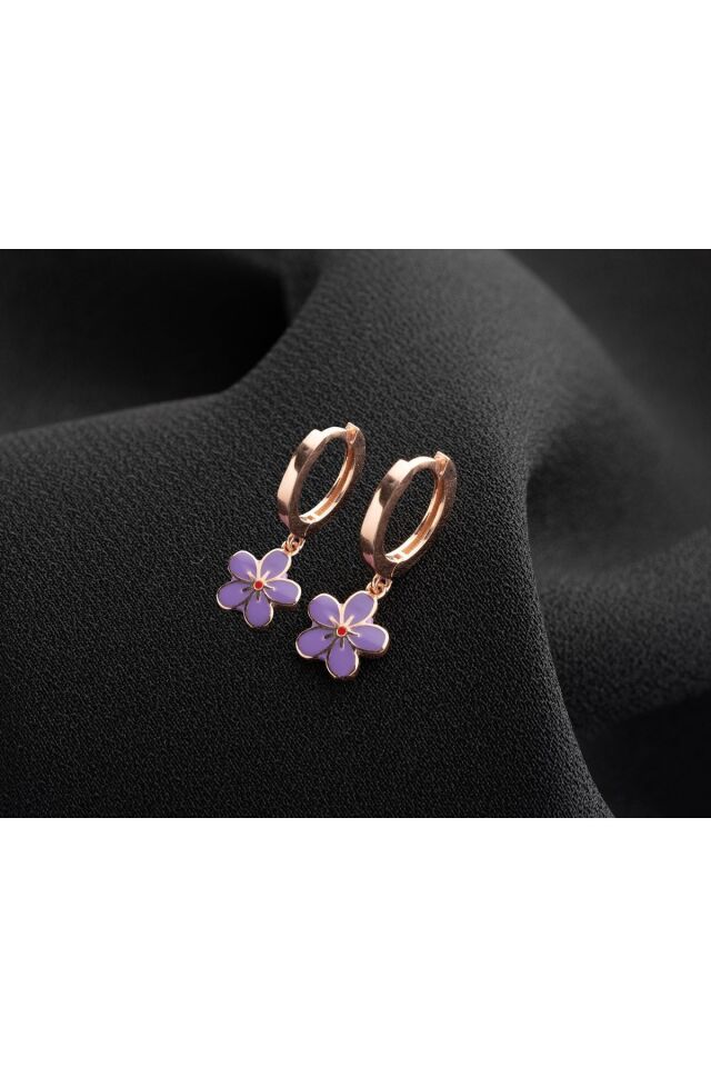925 Ayar Rose Mineli Çocuk Küpesi Rose - Tek Ebat