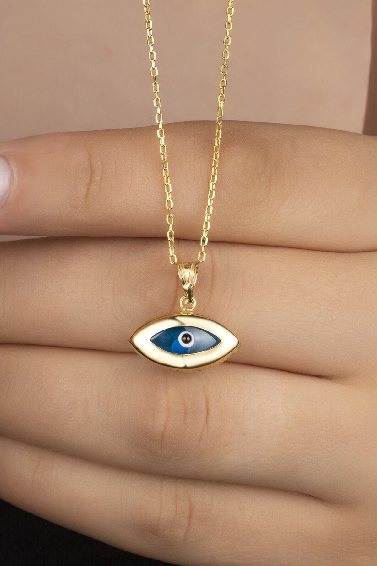 925 Ayar Gümüş Gold Göz Nazar Kolye