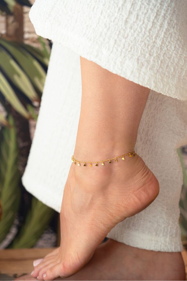 925 Ayar Gümüş Üçgen Pullu Halhal