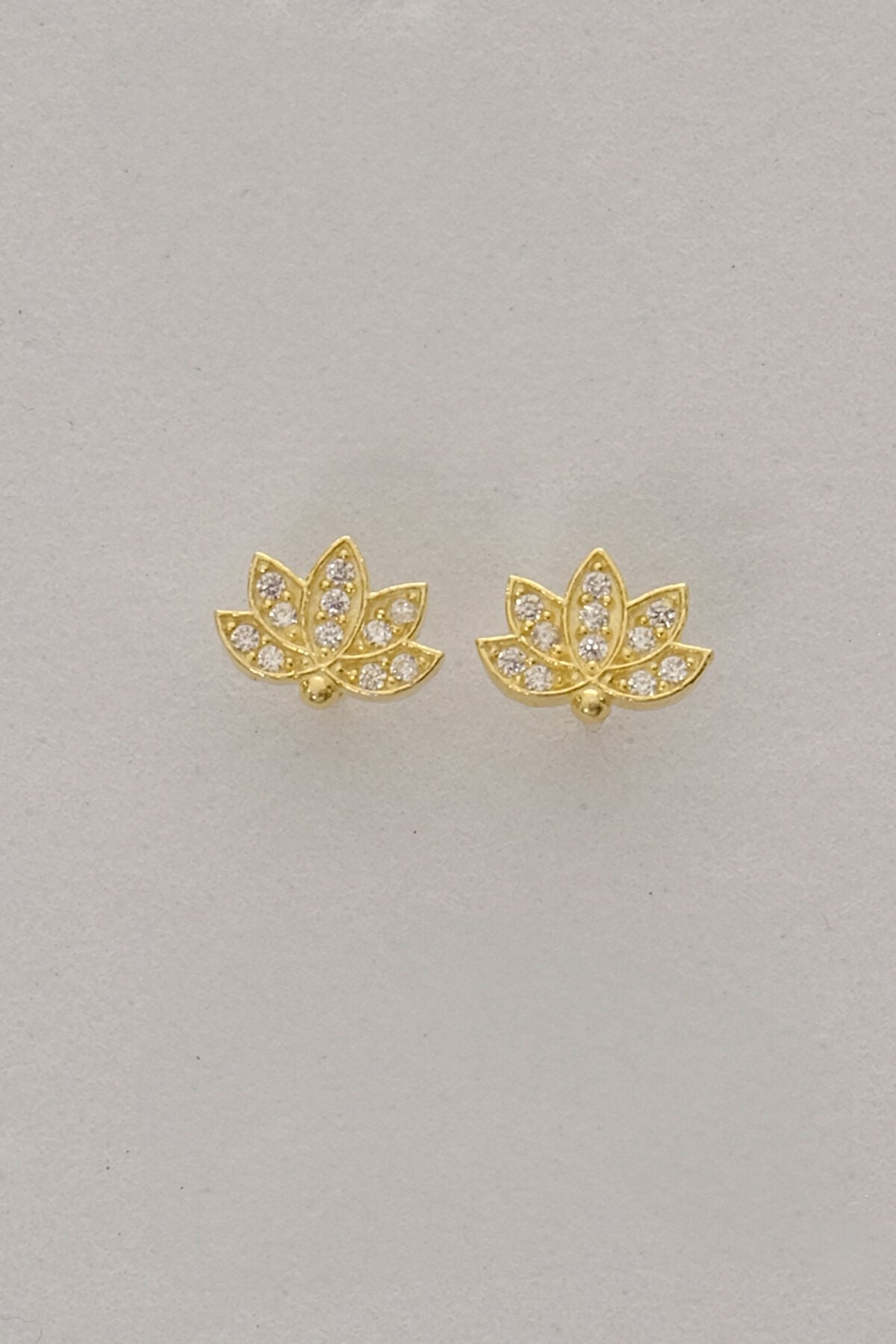 925 Ayar Gümüş Altın Kaplama Lotus Model Küpe