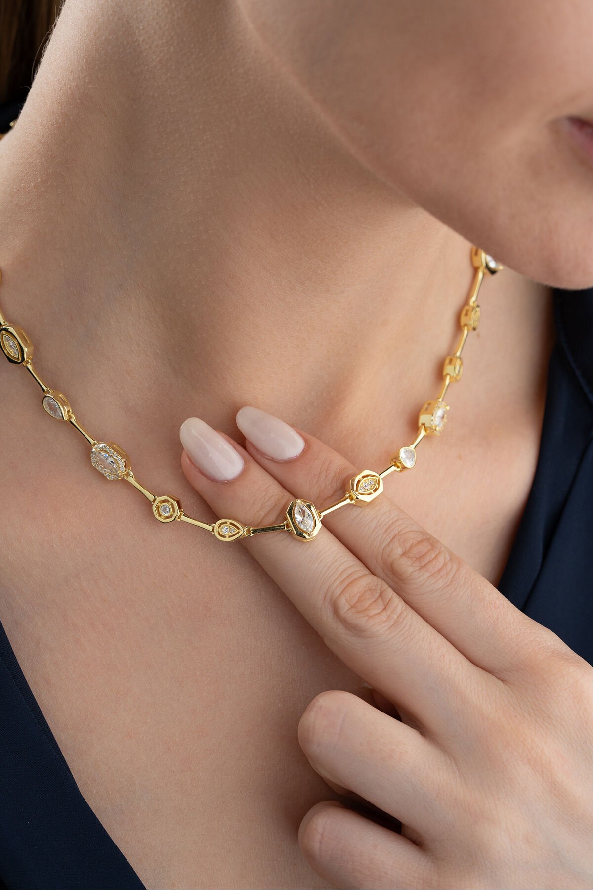 925 Ayar Gümüş Trend Model Kolye Gri - Tek Ebat