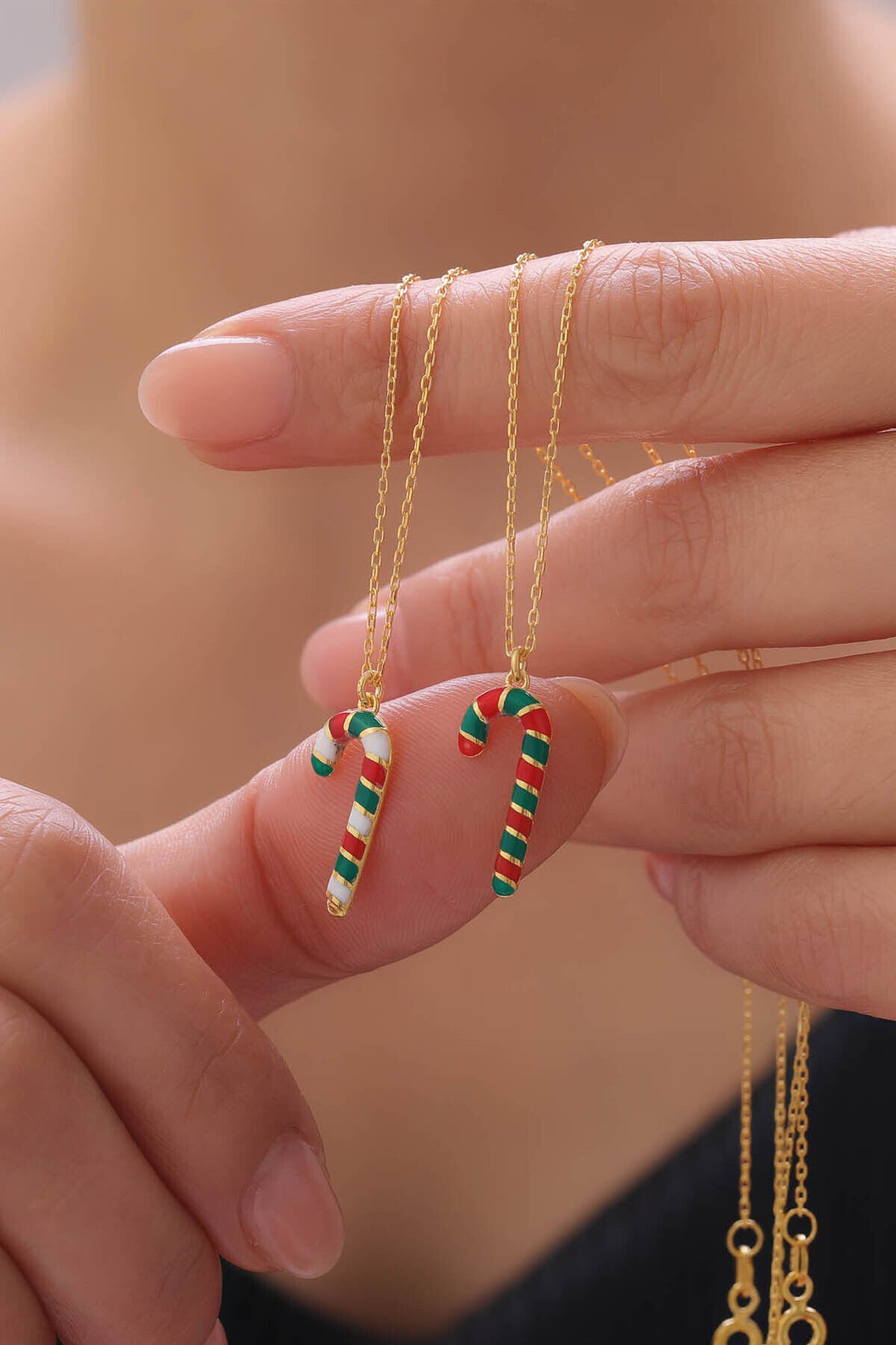 925 Ayar Gümüş Noel Charm Kolye Sarı - Tek Ebat