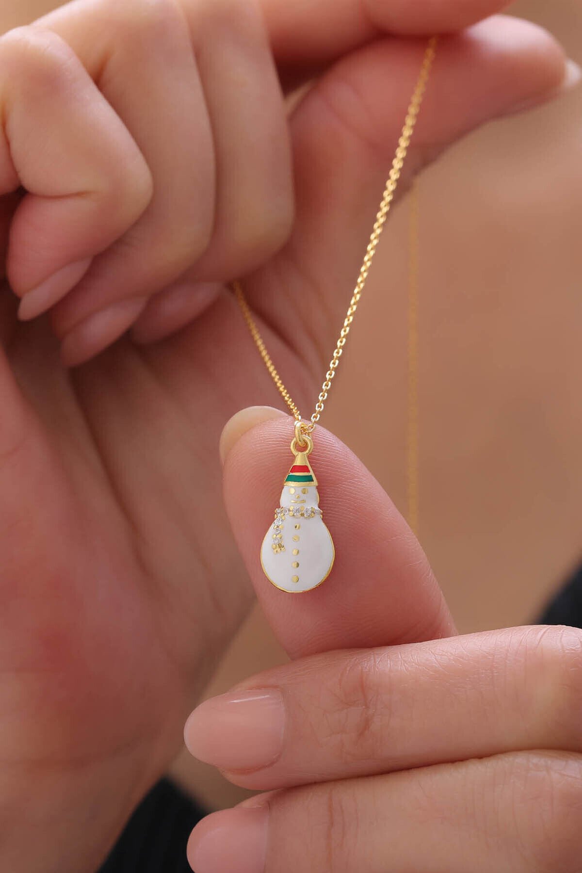 925 Ayar Gümüş Noel Charm Kolye Sarı - Tek Ebat