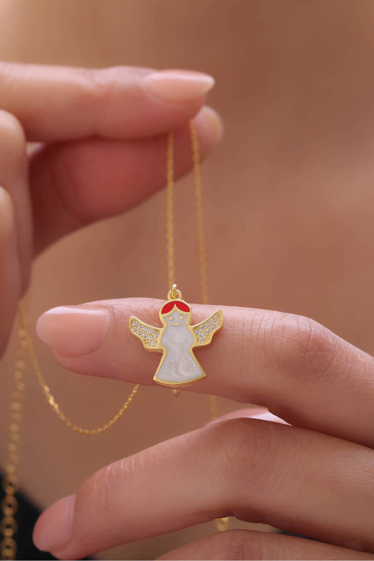 925 Ayar Gümüş Noel Charm Kolye Sarı - Tek Ebat