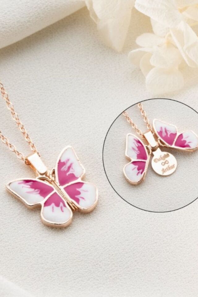 İsimli Açılabilen Kelebek Kolye