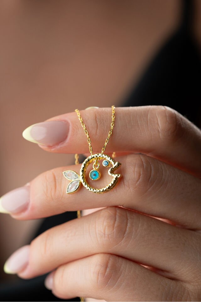 925 Ayar Gümüş Nazarlı Balık Kolye