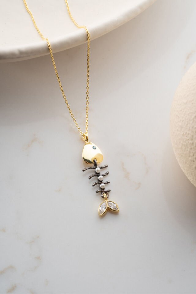 925 Ayar Gümüş Balık Kılçığı Kolye