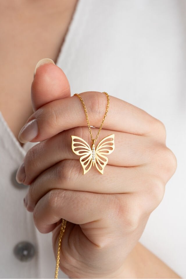 925 Ayar Gümüş Trend Kelebek Kolye