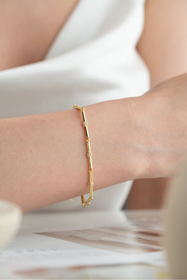 925 Ayar Gümüş Gold Trend Bileklik